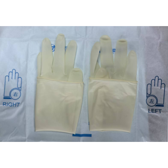 Sterilized rubber surgical gloves
