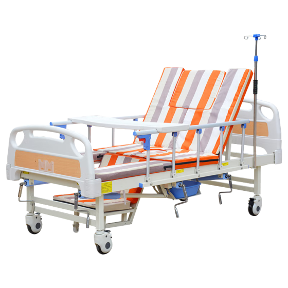 Manual fully curved half flip nursing bed